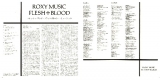 Roxy Music - Flesh And Blood, Japanese insert open